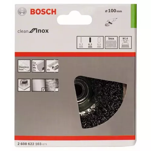 Hrnkový kartáč, zvlněný drát, 100, nerezová ocel  BOSCH 2608622103