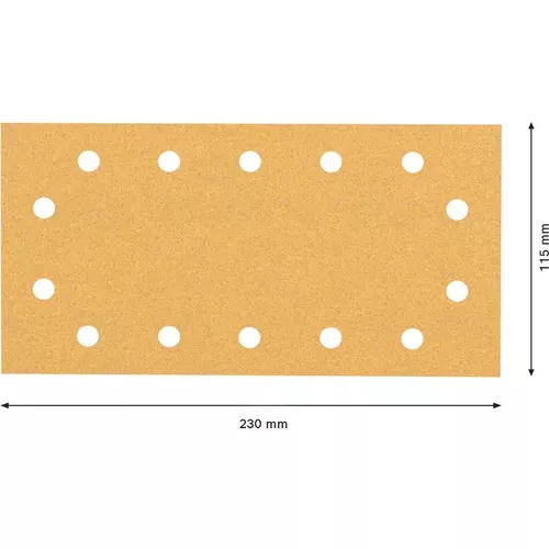 Brusné papíry EXPERT C470 se 14 otvory pro vibrační brusky 115 × 230 mm, P100, 50 ks BOSCH 2608900945