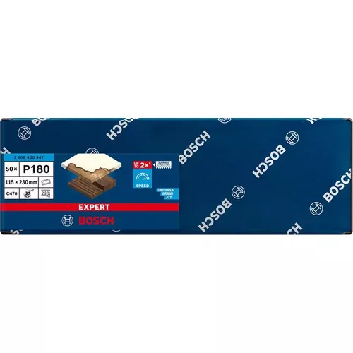 Brusné papíry EXPERT C470 se 14 otvory pro vibrační brusky 115 × 230 mm, P180, 50 ks BOSCH 2608900947