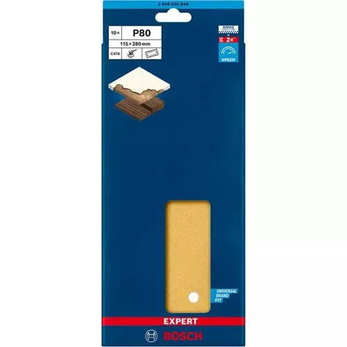 Brusné papíry EXPERT C470 se 14 otvory pro vibrační brusky 115 × 280 mm, P80, 10 ks BOSCH 2608900848