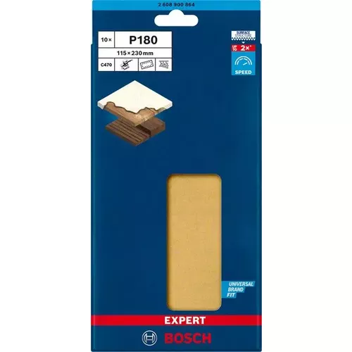 Brusný papír EXPERT C470 se 14 otvory pro vibrační brusky 115 × 230 mm, G 180, 10 ks BOSCH 2608900864