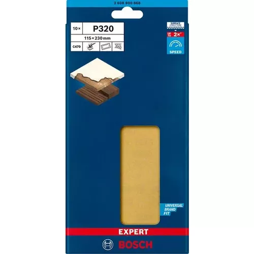 Brusný papír EXPERT C470 se 14 otvory pro vibrační brusky 115 × 230 mm, G 320, 10 ks BOSCH 2608900868