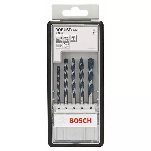 5dílná sada spirálových vrtáků do betonu CYL-5, Robust Line, 4–8 mm BOSCH 2608588165