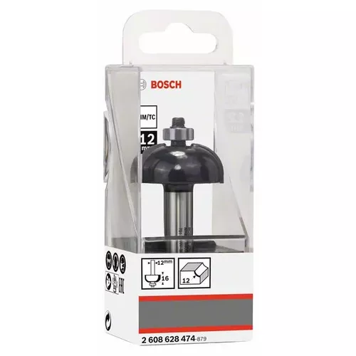 Dlabací fréza s kuličkovým ložiskem, 12 mm, R1 12 mm, D 36,7 mm, L 16 mm, G 70 mm BOSCH 2608628474