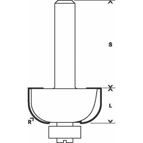 Dlabací fréza s kuličkovým ložiskem, 12 mm, R1 12 mm, D 36,7 mm, L 16 mm, G 70 mm BOSCH 2608628474