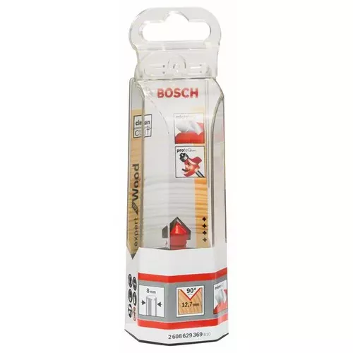 Drážkovací fréza tvaru V, Expert for Wood, 8 mm, D 12,7 mm, L 10 mm, G 44,5 mm, G 90° BOSCH 2608629369