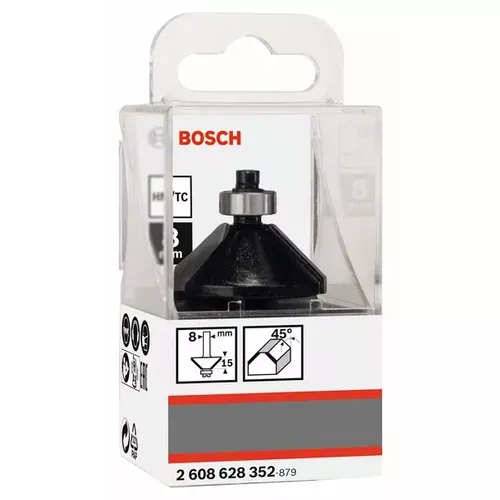 Fazetovací fréza, 8 mm, B 11 mm, L 14,7 mm, G 56 mm, 45° BOSCH 2608628352