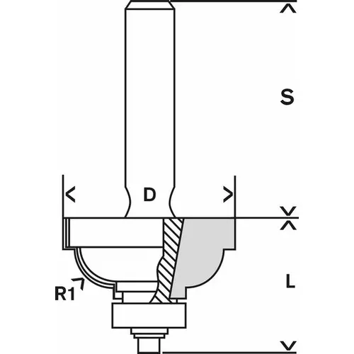 Fréza na tvorbu hran E, 8 mm, R1 6,3 mm, D 28,5 mm, L 13.2 mm, G 54 mm  BOSCH 2608628356