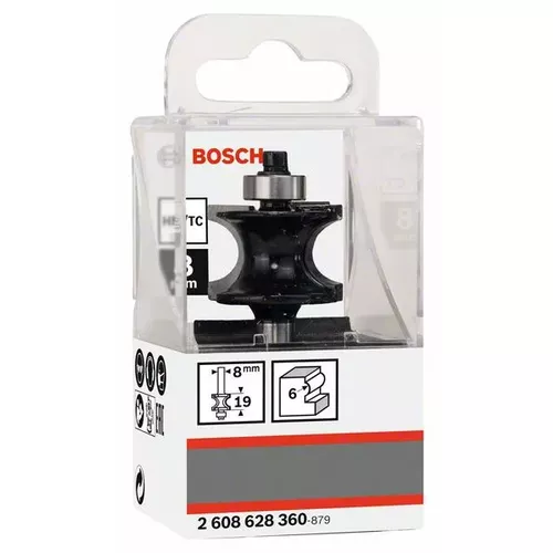 Fréza na půlkruhový profil, 8 mm, R1 6 mm, L 19 mm, G 63 mm BOSCH 2608628360