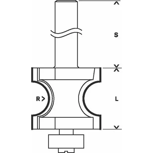 Fréza na půlkruhový profil, 8 mm, R1 6 mm, L 19 mm, G 63 mm  BOSCH 2608628360