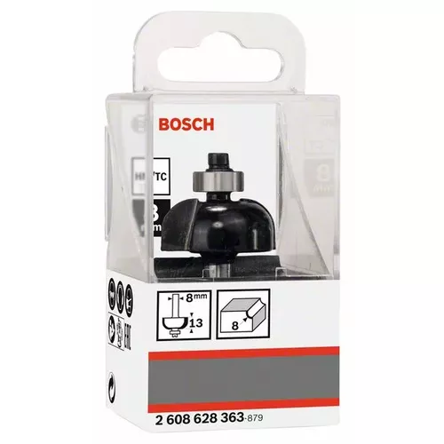 Dlabací fréza s kuličkovým ložiskem, 8 mm, R1 8 mm, D 28,7 mm, L 13 mm, G 54 mm BOSCH 2608628363