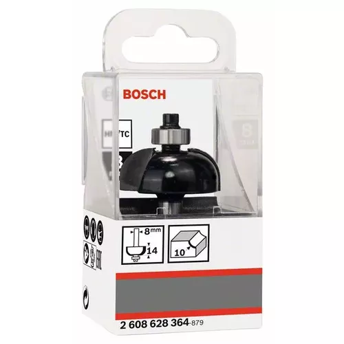 Dlabací fréza s kuličkovým ložiskem, 8 mm, R1 10 mm, D 32,7 mm, L 14 mm, G 55 mm BOSCH 2608628364