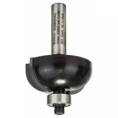Dlabací fréza s kuličkovým ložiskem, 8 mm, R1 12 mm, D 36,7 mm, L 16 mm, G 58 mm BOSCH 2608628365
