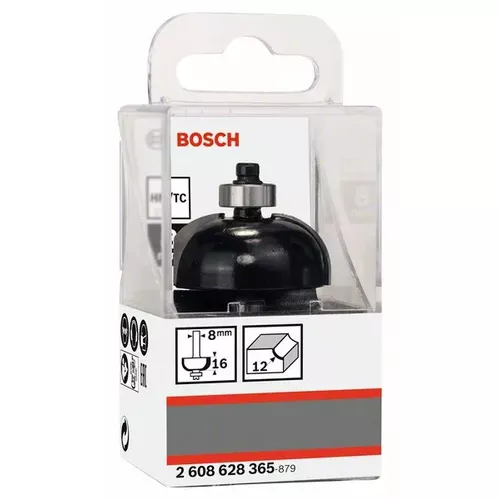 Dlabací fréza s kuličkovým ložiskem, 8 mm, R1 12 mm, D 36,7 mm, L 16 mm, G 58 mm BOSCH 2608628365