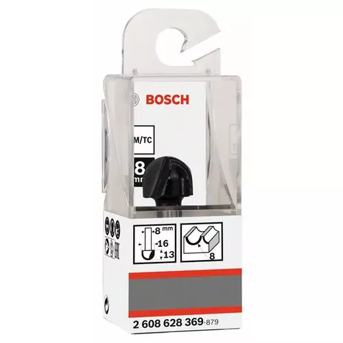 Žlábkovací fréza, 8 mm, R1 8 mm, D 16 mm, L 12,4 mm, G 45 mm BOSCH 2608628369