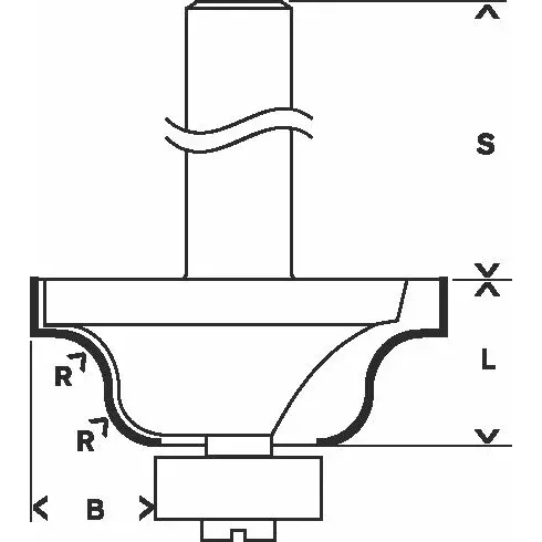 Fréza na tvorbu hran B, 8 mm, R1 4 mm, B 8 mm, L 12,4 mm, G 54 mm BOSCH 2608628394