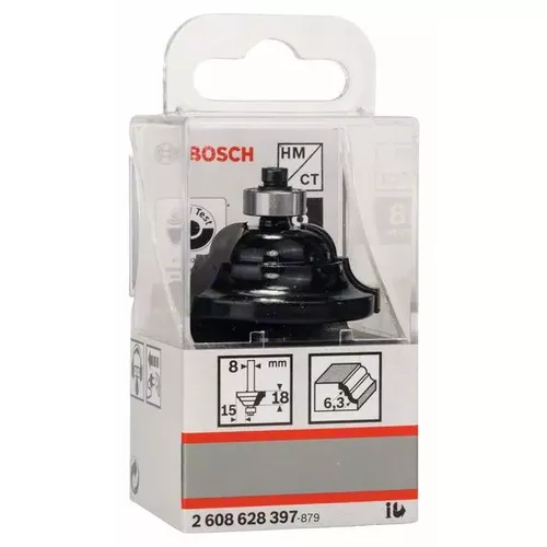 Fréza na tvorbu hran D, 8 mm, R1 6,3 mm, B 15 mm, L 18 mm, G 60 mm BOSCH 2608628397