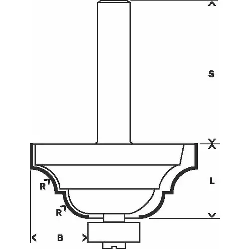 Fréza na tvorbu hran D, 8 mm, R1 6,3 mm, B 15 mm, L 18 mm, G 60 mm BOSCH 2608628397