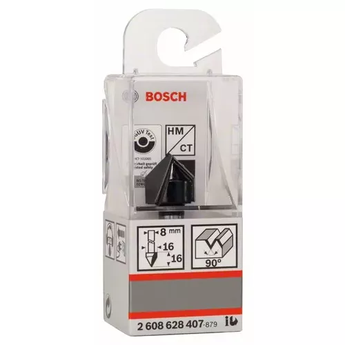 Drážkovací fréza tvaru V, 8 mm, D1 16 mm, L 16 mm, G 45 mm, 90° BOSCH 2608628407