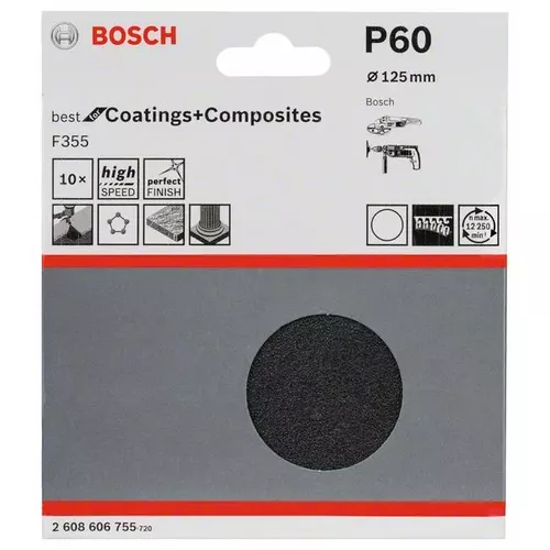 10dílná sada brusných papírů F355  BOSCH 2608606755