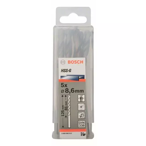 Vrtáky do kovu HSS-G, DIN 338  BOSCH 2608585512
