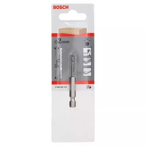 Spirálový vrták do dřeva s šestihrannou stopkou 1/4" BOSCH 2608595518