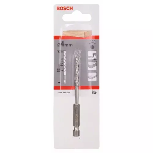 Spirálový vrták do dřeva s šestihrannou stopkou 1/4" BOSCH 2608595520