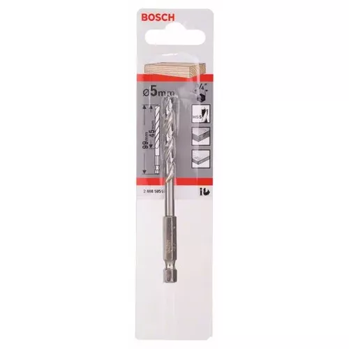 Spirálový vrták do dřeva s šestihrannou stopkou 1/4" BOSCH 2608595521