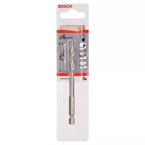 Spirálový vrták do dřeva s šestihrannou stopkou 1/4" BOSCH 2608595522