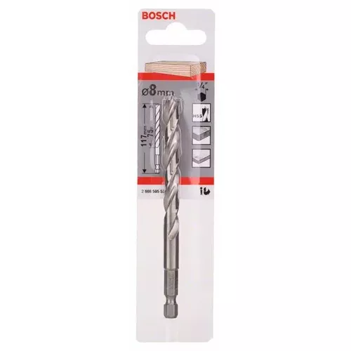 Spirálový vrták do dřeva s šestihrannou stopkou 1/4" BOSCH 2608595523