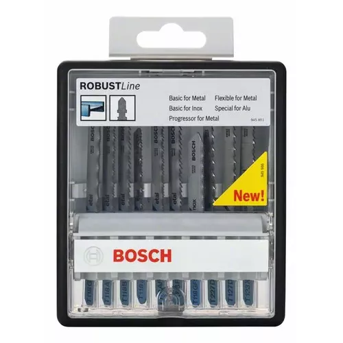 10dílná sada pilových plátků Robust Line, varianta Metal, se stopkou T  BOSCH 2607010541