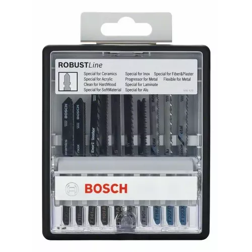 10dílná sada pilových plátků Robust Line, varianta Speciality Materials, se stopkou T  BOSCH 2607010574