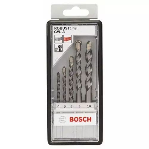 Sada spirálových vrtáků do betonu CYL-3, Robust Line, 4–10 mm, 5 kusů BOSCH 2607010524