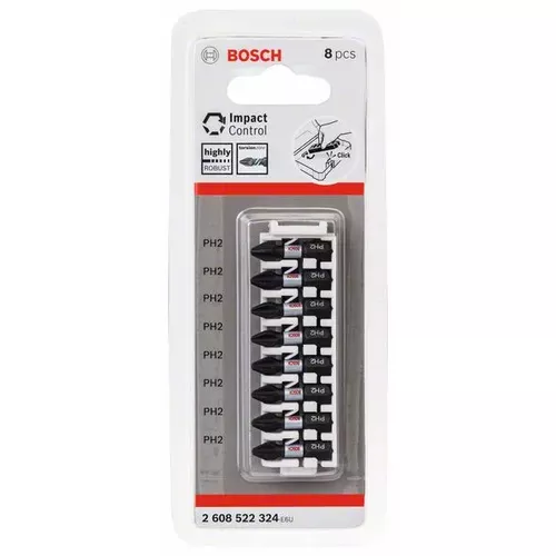 8dílná souprava nástavců Impact Control, 8×PH2 BOSCH 2608522324