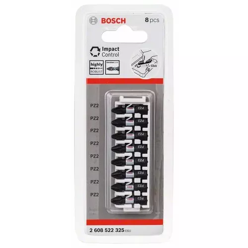 8dílná souprava nástavců Impact Control, 8×PZ2 BOSCH 2608522325