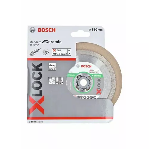 Diamantový řezný kotouč Standard for Ceramic systému X-LOCK, 110×22,23×1,6×7,5 BOSCH 2608615136