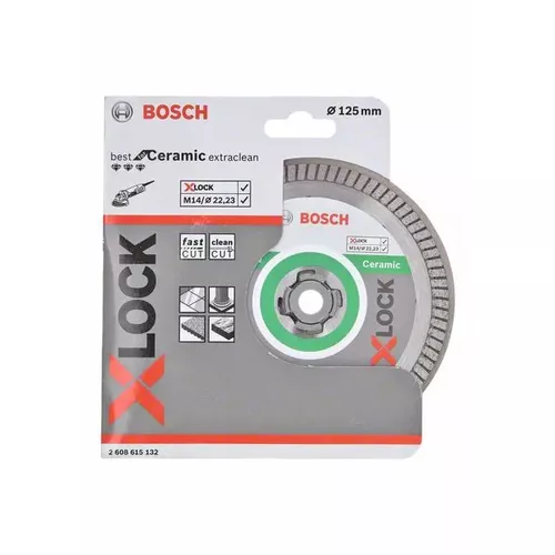 Diamantový řezný kotouč Best for Ceramic Extraclean Turbo systému X-LOCK, 125×22,23×1,4×7 BOSCH 2608615132