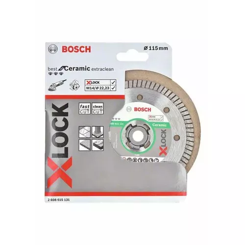 Diamantový řezný kotouč Best for Ceramic Extraclean Turbo systému X-LOCK, 115×22,23×1,4×7  BOSCH 2608615131