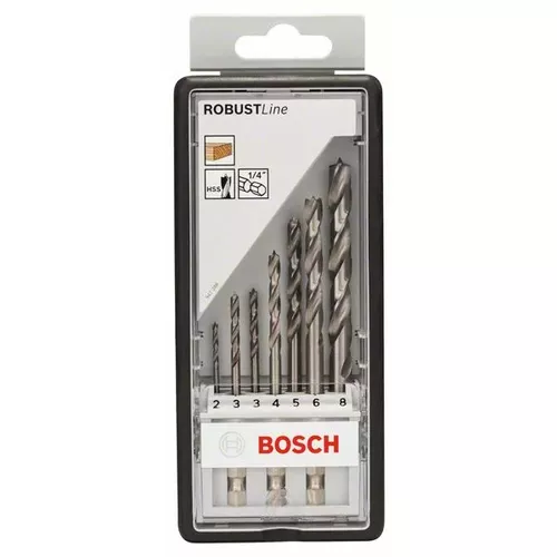 7dílná sada spirálových vrtáků s centrovacím hrotem Robust Line, šestihranná stopka 2–8 mm  BOSCH 2607019923