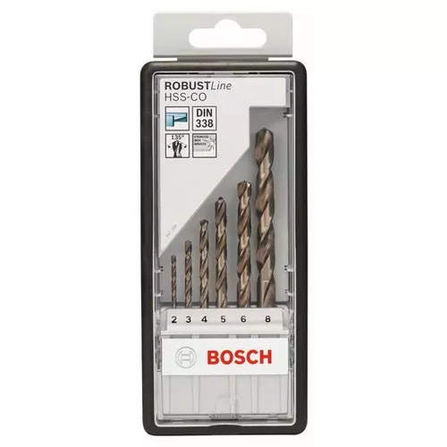 6dílná sada spirálových vrtáků do kovu Robust Line HSS-Co 2–8 mm BOSCH 2607019924