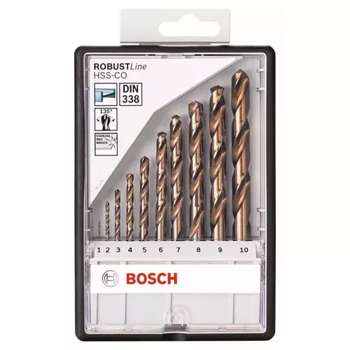 10dílná sada spirálových vrtáků do kovu Robust Line HSS-Co 1–10 mm BOSCH 2607019925