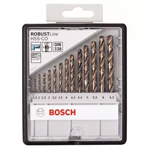 13dílná sada spirálových vrtáků do kovu Robust Line HSS-Co 1,5–6,5 mm BOSCH 2607019926
