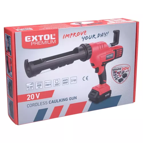 Pistole vytlačovací, vaničková aku share20v, 20v li-ion, 2000mah EXTOL PREMIUM 8891864