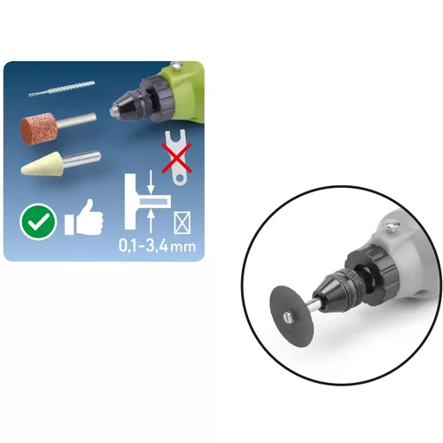 Sklíčidlo beznástrojové na přímé brusky, ⌀0,1-3,4mm, závit m8×0,75 EXTOL CRAFT 404192