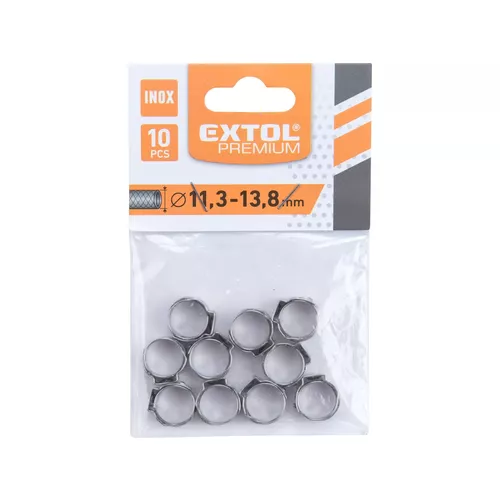 Spona na hadici, 10ks, ⌀13,8mm, inox EXTOL PREMIUM 8865171