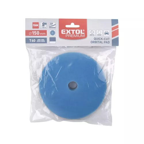 Kotouč leštící pěnový, orbitální, t60, modrý, ⌀150x25mm, suchý zip ⌀127mm EXTOL PREMIUM 8804546