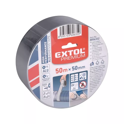 Páska lepící alu, hliníková, 50mm x 50m tl. 0,03mm, akryl. lepidlo EXTOL PREMIUM 8856332