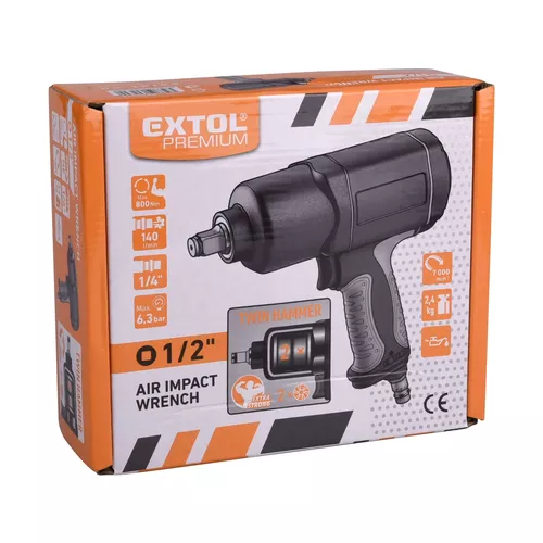 Utahovák rázový, 1/2", kompozit, pneu, 800nm EXTOL PREMIUM 8865016