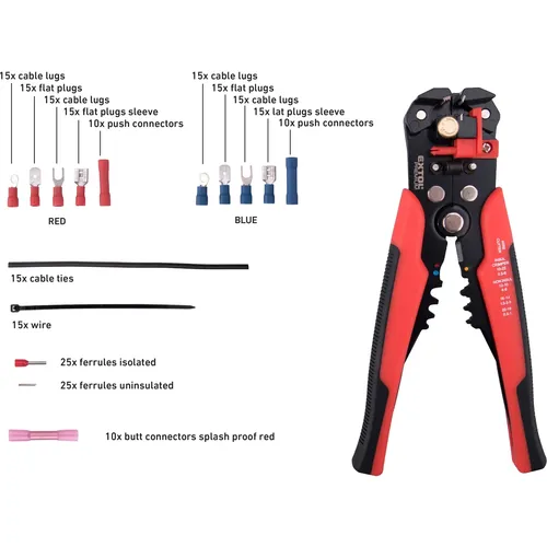 Kleště odizolovací/krimpovací a koncovky, sada 231ks EXTOL PREMIUM 8831126