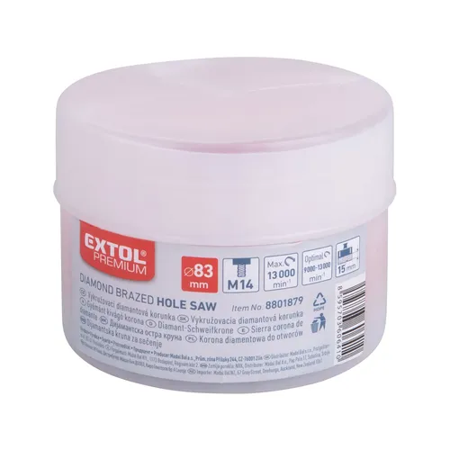 Korunka vykružovací diamantová, o 83mm, závit m14 EXTOL PREMIUM 8801879